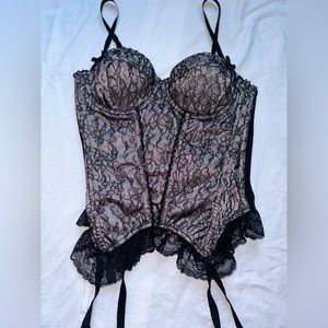 NWT Victoria's Secret Sexy Little Things 34C Black/Pink Flora Lingerie Corset
